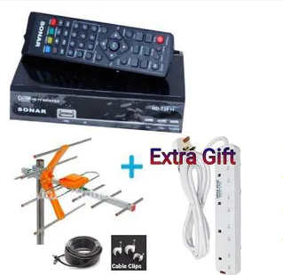 BOUNCE BACK WITH Sonar Free To Air Digital Decorder + TV Aerial Antenna + 4 Way Power Extension.Free To Air (FTA) No monthly subscriptions Variety of channels Usb input Full HD 1080p clear images
