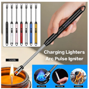 Rechargeable Lighters Kitchen Tools Travel Outdoors BBQ Windproof Arc Pulse Fire Igniter 360° Free Rotation USB Charging Gas Cooker Ignition Appliances Matches Home Candle lighter Christmas gift