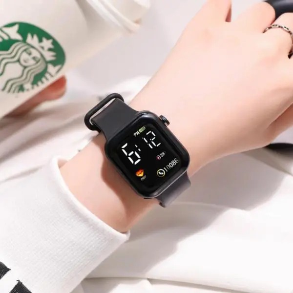 Digital Smart sport watch Women watches digital led electronic wristwatch Bluetooth fitness wristwatch Men kids hours hodinky Red One Size