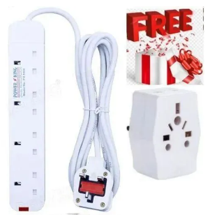 Power King BEST Quality Heavy Duty Electrical Extension 4 Way Power Extension With Cable Socket + FREE GIFT POWER ADAPTOR SOCKET MULTIPLUG