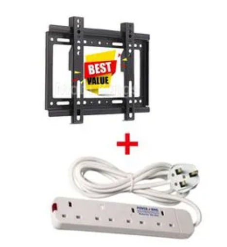 Heavy-Duty Wall Bracket for 14-43" TVs with 4-Way Power Extension
