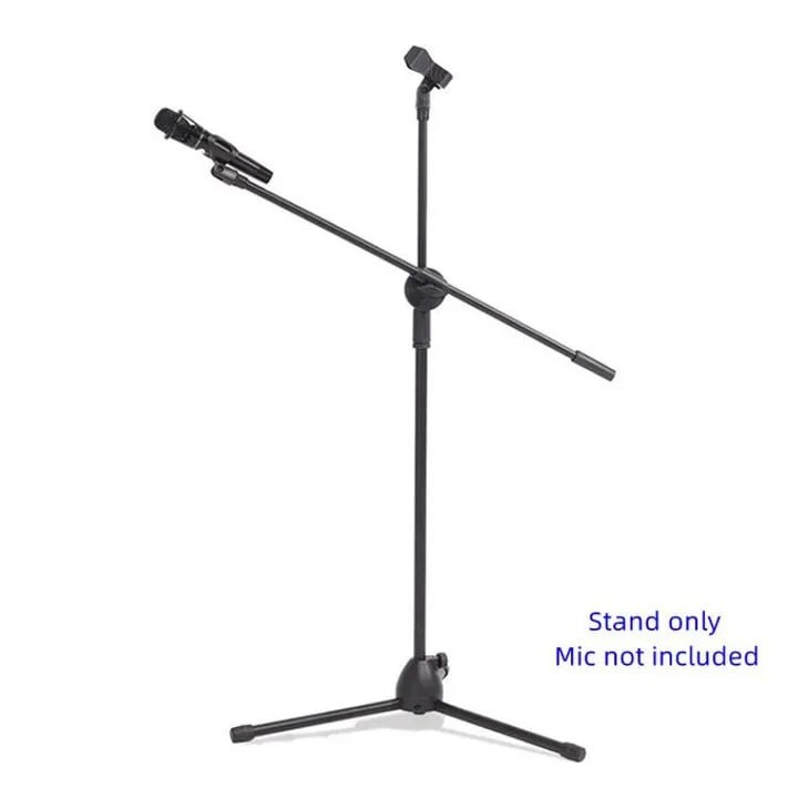 2 in 1 Mic Stand Microphone Tripod Floor Stand Adjustable Microphone Clip Holder Detachable Double-headed Stage Microphone Stand (NO MIC)