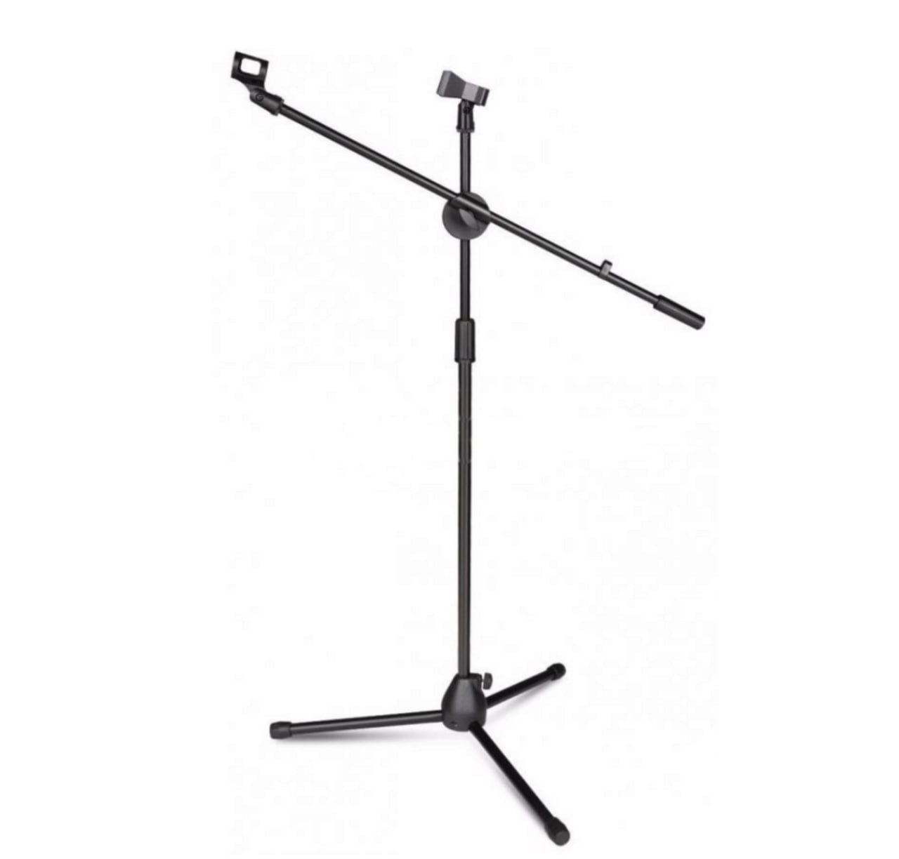 2 in 1 Mic Stand Microphone Tripod Floor Stand Adjustable Microphone Clip Holder Detachable Double-headed Stage Microphone Stand (NO MIC)
