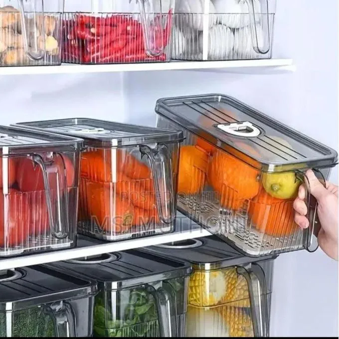 3 Ltrs 2-PC Set Acrylic Fridge Organizer, BPA-Free Clear Plastic Refrigerator Organizer Bins with Handle for Cabinet, Kitchen, Countertops, Cupboard, Freezer Organization