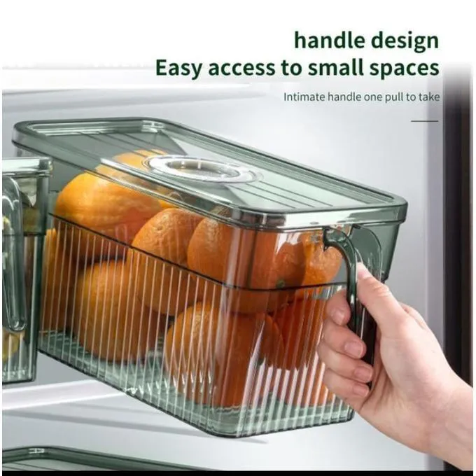 3 Ltrs 2-PC Set Acrylic Fridge Organizer, BPA-Free Clear Plastic Refrigerator Organizer Bins with Handle for Cabinet, Kitchen, Countertops, Cupboard, Freezer Organization
