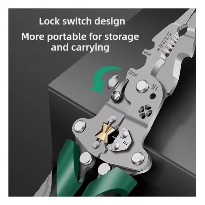 16-in-1  Foldable and Reconfigurable Wire-Trimmer & Cutter Crimping Tool - Multi-functional Electrical Tool for Machinery Workshop - Tools for Automobile Maintenance - Manual Tools
