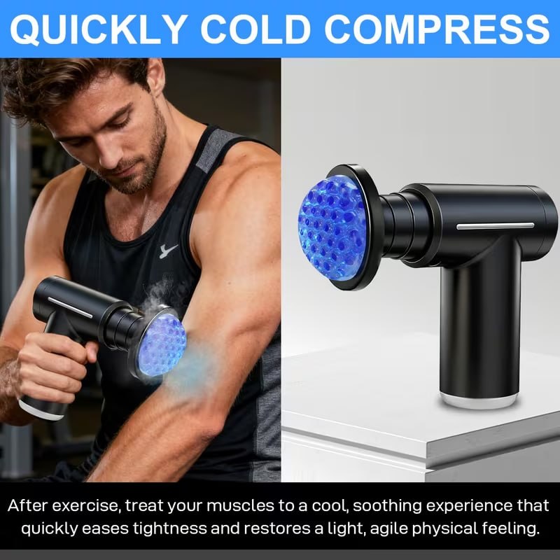 Electric Muscle Massager, Massage Gun, Vibrating Device, 6-Head Interchangeable Massage Gun with 6 Adjustable Settings, LCD Display, USB Rechargeable for Both Hot and Cold Compress, Father's Day Gift