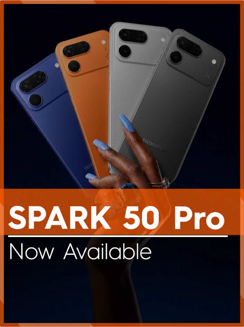 [BRAND NEW] Tecno Spark 50 Pro 256GB ROM+8GB RAM 6.78-inch'50MP f/1.8 PDAF + 8MP f/2.0 selfie,Battery: 5600mAh'OS: Android 16, HiOS 16'MediaTek Helio G100+12 MONTHS FREE WARRANTY PHONE SMARTPHONE