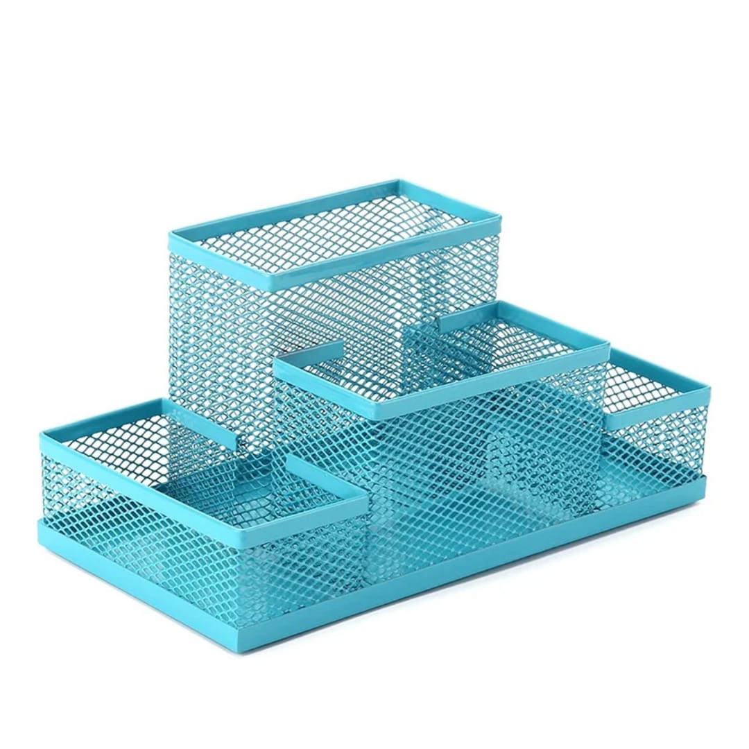 🥳🥳 well organized 
Pens ,remote, phone, makeup🥁🥁🥁
Metallic mesh organizers available 
Stable and durable