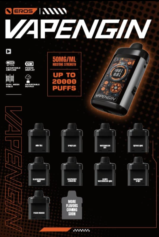 Vapengin EROS Disposable Vape | Up to 20,000 Puffs | Rechargeable | USB Type-C Charging | Starter Kit