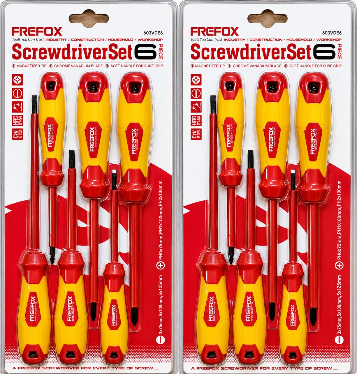 Frefox 6-Piece VDE Insulated Screwdriver Set (Model 603VDE6), which includes a mix of flathead and Phillips screwdrivers
