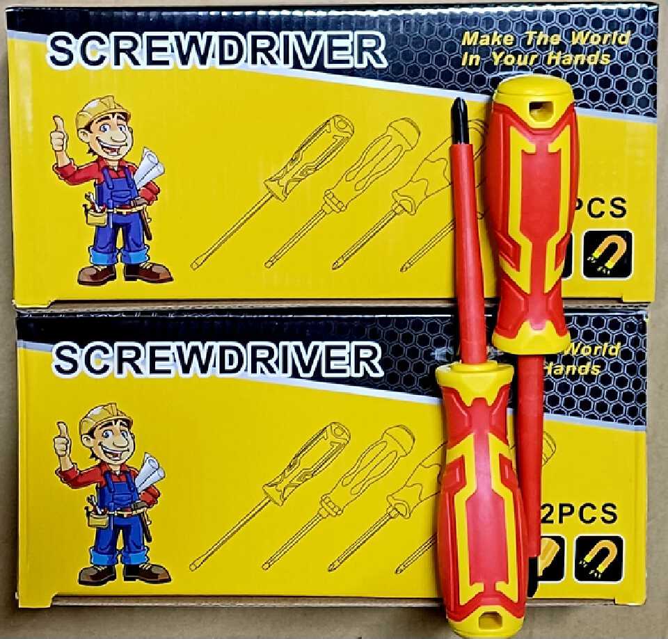 Electrical insulated screwdriver.A STAR AND A FLAT SCREW DRIVER