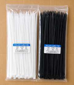 100Pcs Nylon Cable Ties Black & White – Heavy-Duty Zip Ties, 5mm Width, 150mm–400mm Various Sizes