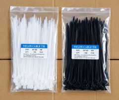 100Pcs Nylon Cable Ties Black & White – Heavy-Duty Zip Ties, 5mm Width, 150mm–400mm Various Sizes