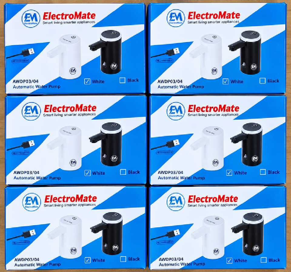 ElectroMate EM Rechargeable Electric Water Dispenser Pump for 5-Gallon Bottles – Portable USB Charging Automatic Water Pump with One-Touch Tap for Home, Office, Camping & Travel