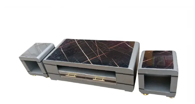 CLEARANCE SALE ! Modern coffee table with two stools $ marble top.It's modern. It's impressive. And it gives any room in your home a fashionable twist.Your guests will be jealous of how easily you hav