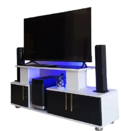SMART DESIGN Classic Modern TV Stand With LED Lights Can Fit upto 55 Inch TV High Quality Wooden TV Stand Stylish and Durable