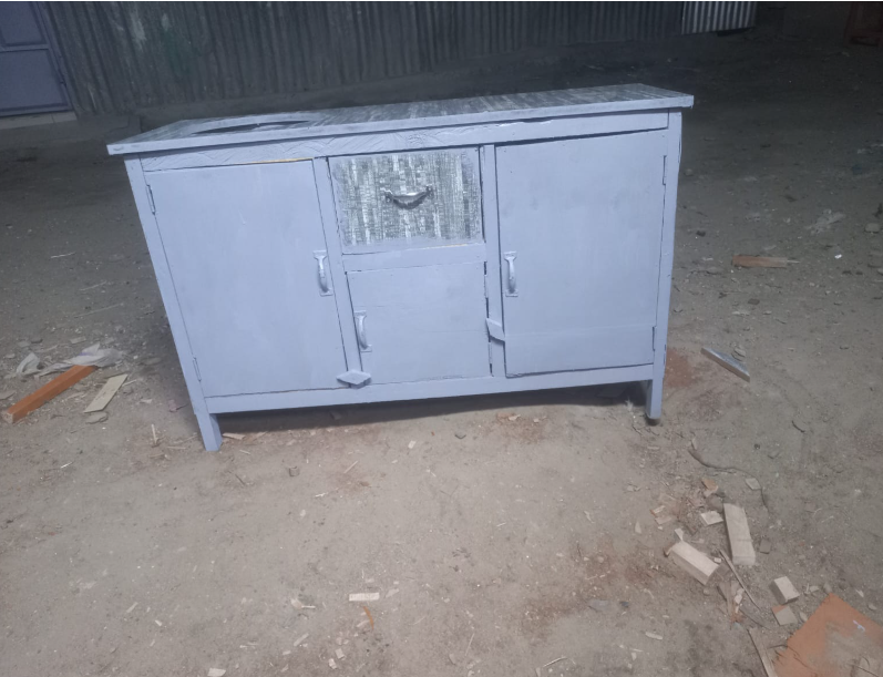 (New year sale offer price)Modern strong and classic kitchen table,Wooden strong Kitchen table with door. suitable for 6KG cooking Meko.as picture