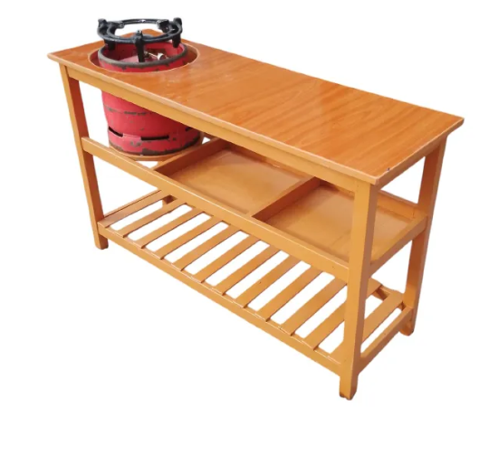 (New year sale offer price)Modern strong and classic kitchen table,Wooden strong Kitchen table with racks. suitable for 6KG cooking Meko.as picture