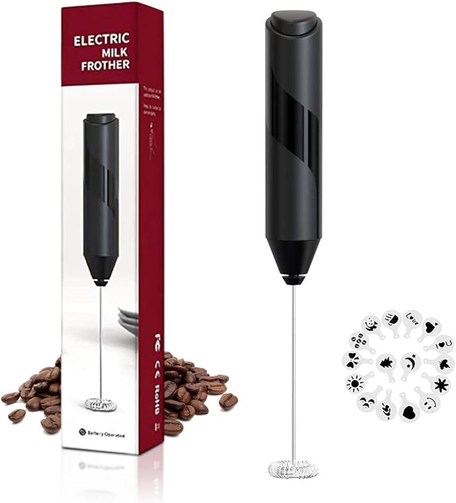 Milk frother Handheld Foam Maker for Lattes - Whisk Drink Mixer for Coffee, Mini Electric Foamer for Cappuccino, Frappe, Matcha, Hot Chocolate 1pc
