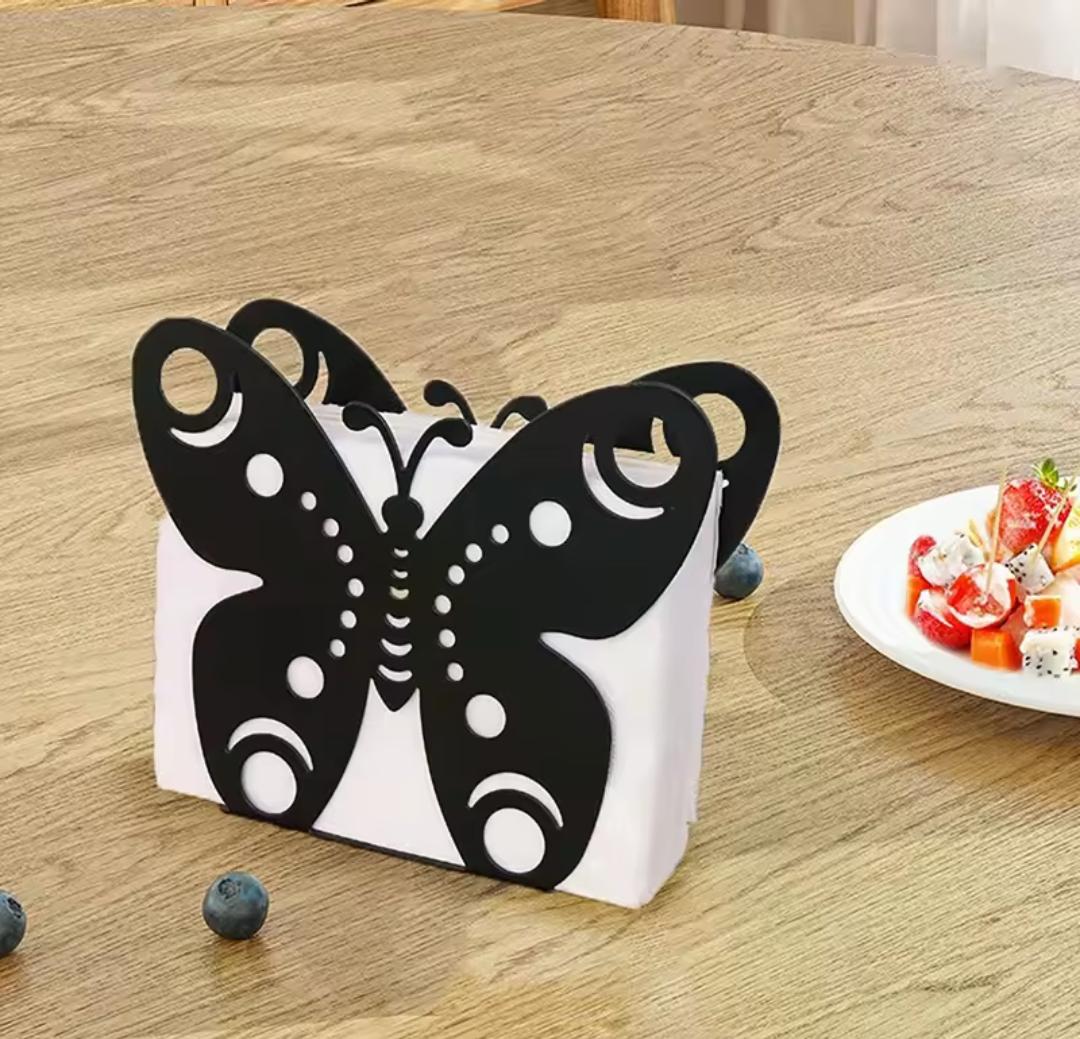 SERVIETTE HOLDER STAINLESS METALLIC THAT DOESNT FDE AND HOLDS MANY TISSUES, A FANCY DESIGN TO ELEVATE YOU DINING AREA