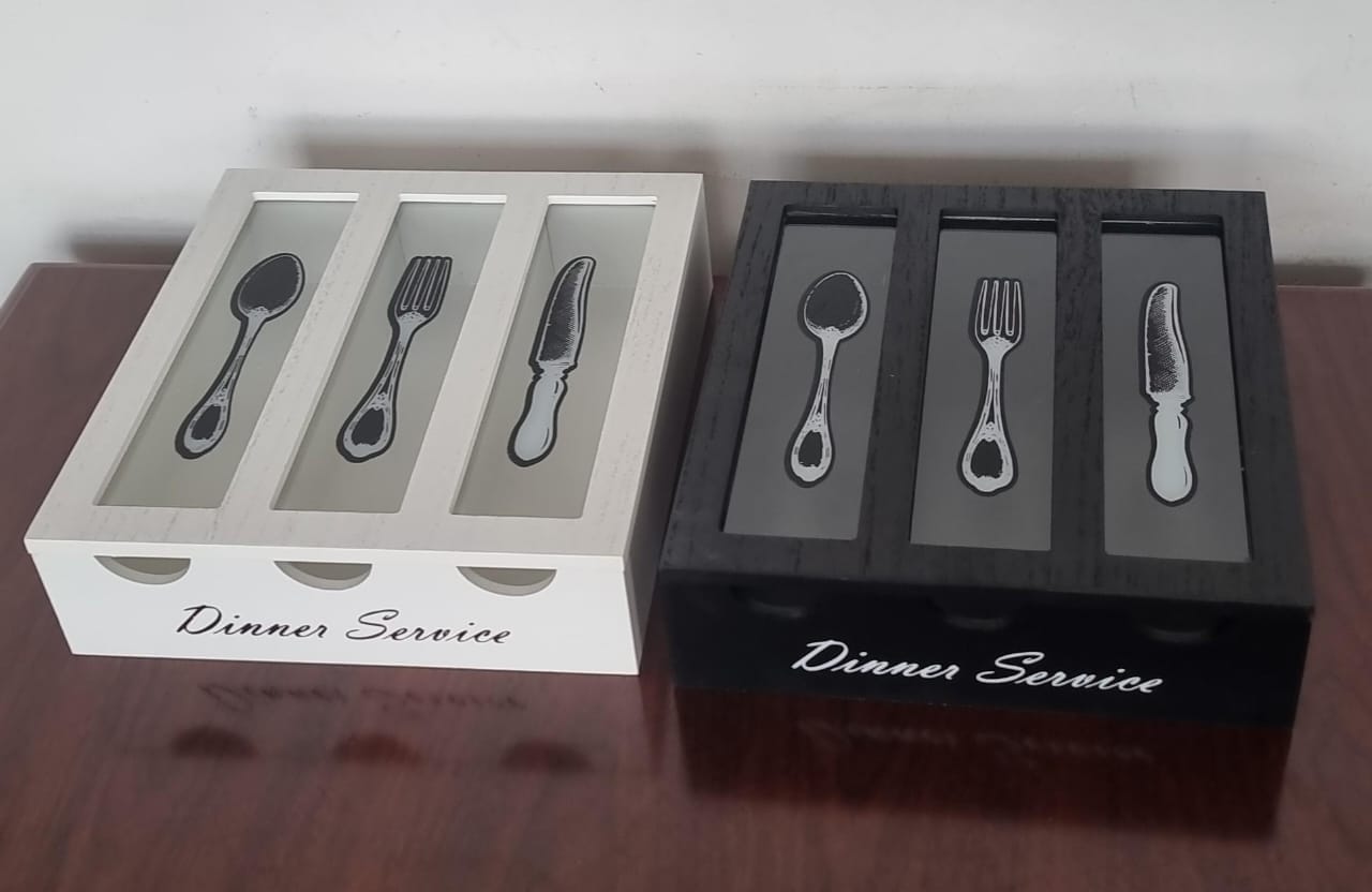 3 COMPARTMENT CUTLERY BOX ORGANIZER SILVERWARE ORGANIZER FOR KITCHEN DRAWER AND COUNTERTOP