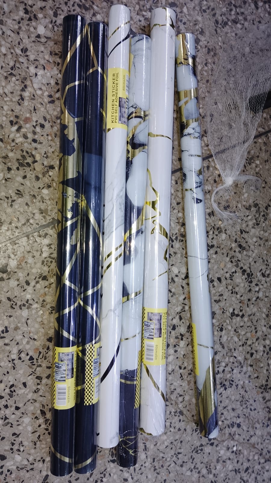 Marble contact papers that are self adhesive, vinyl contact paper in size 60cm by 2M, perfect for walls, furniture, kitchen counters, bathroom counters, tables, anything you want to cover