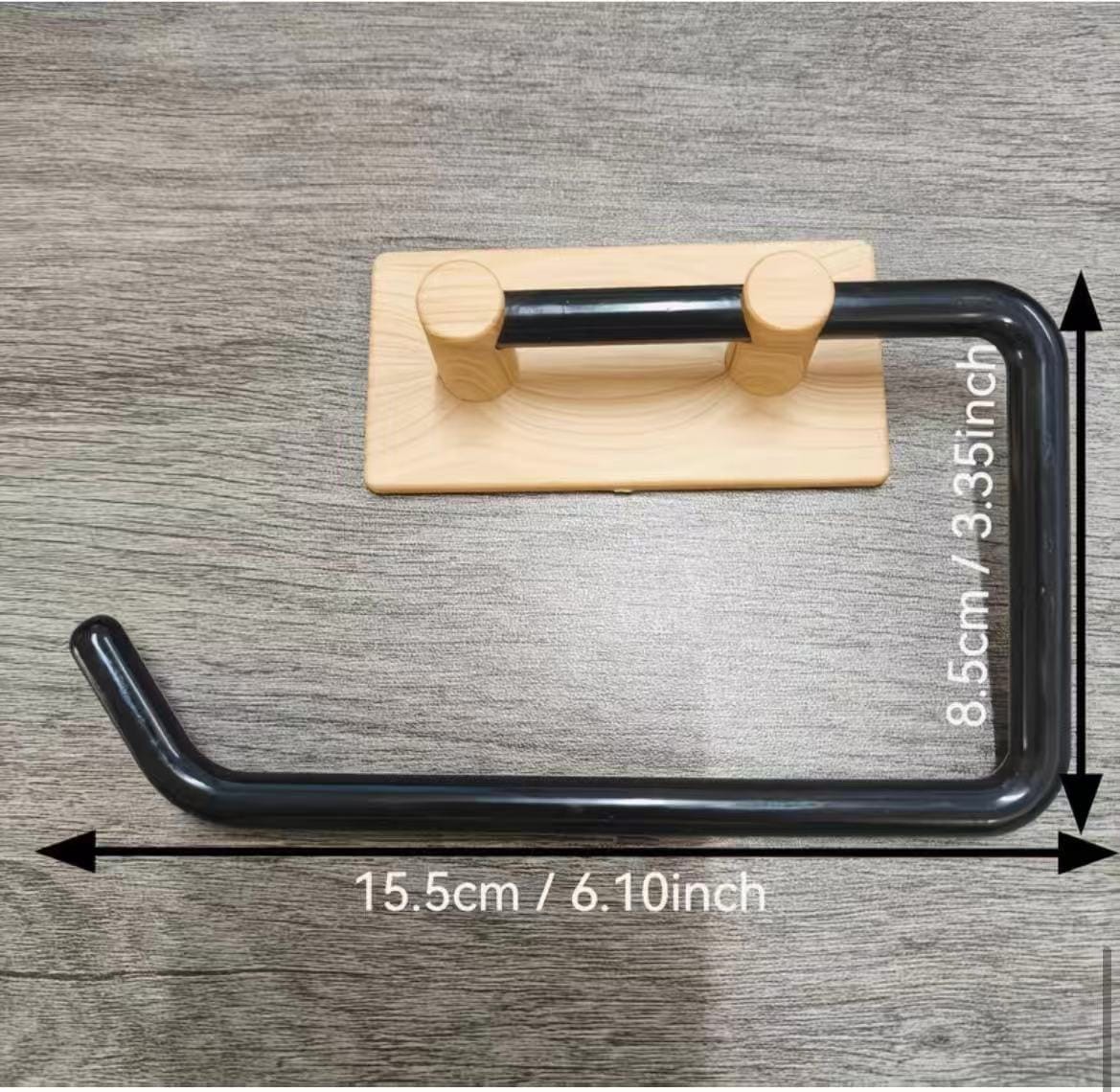 Wood Grain No-Drill Toilet Paper Holder,  Toilet Paper Roll Holder No Drilling Toilet Tissue Dispenser for Washrooms Bathroom Kitchen
