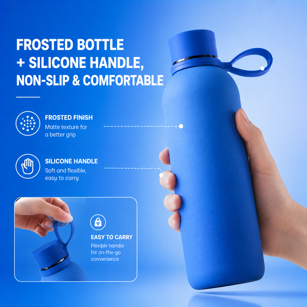 Premium Blue Water Bottle Leakproof with Handle - Large Capacity BPA Free Plastic Sports Thermos Flask for Gym, School & Outdoor Kenya