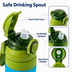 Portable Flip-Top Water Bottle with Carry Loop, Wide Mouth Sports Bottle for School, Travel & Outdoor Use