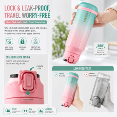 XIKEXI Portable Gradient Sports Water Bottle with Flip-Top Lid, Leakproof Lock and Large Capacity Design