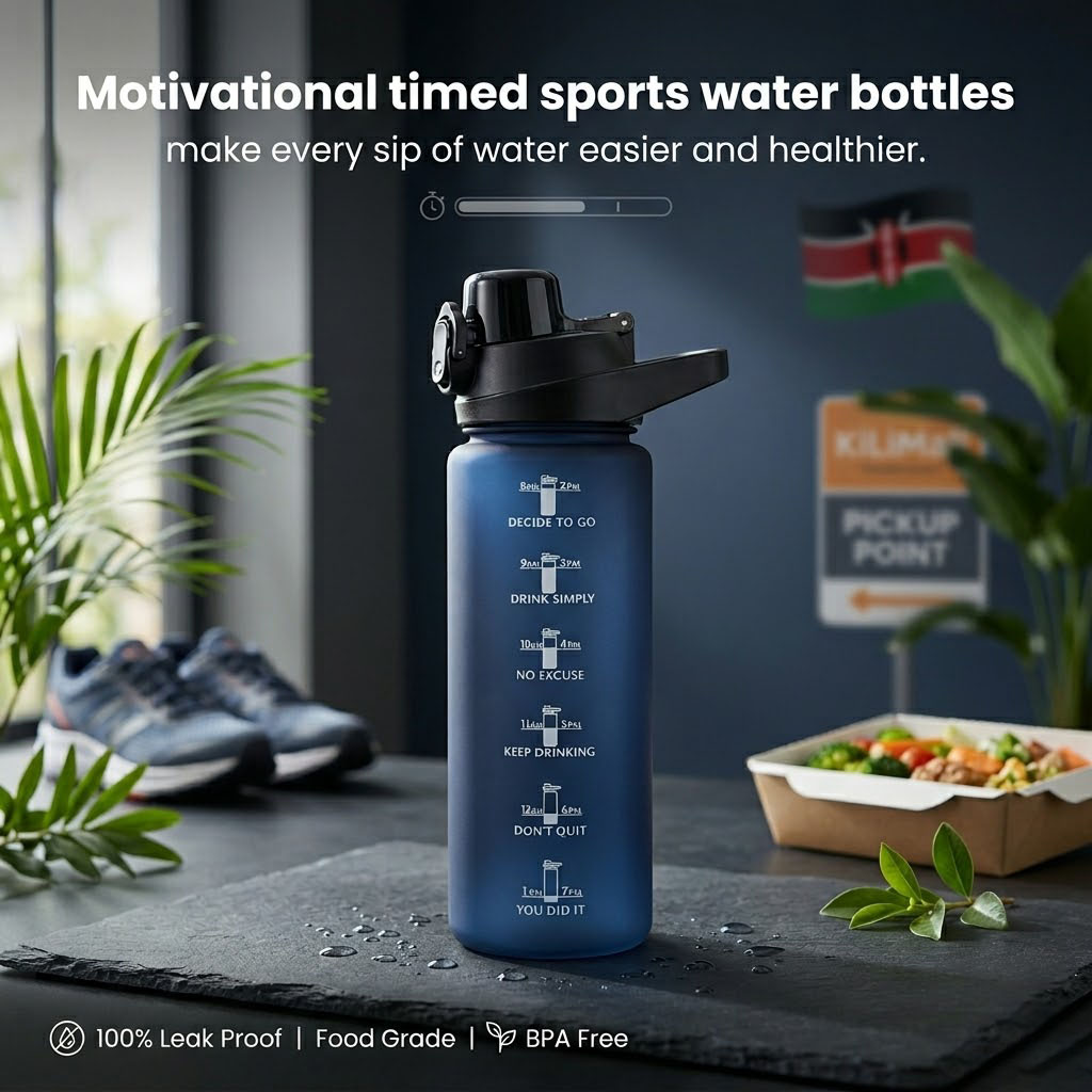 Large 800ml Motivational Sports Water Bottle BPA Free with Hourly Drinking Tracker & Leakproof Lid - Gym Fitness Workout Hydration Flask