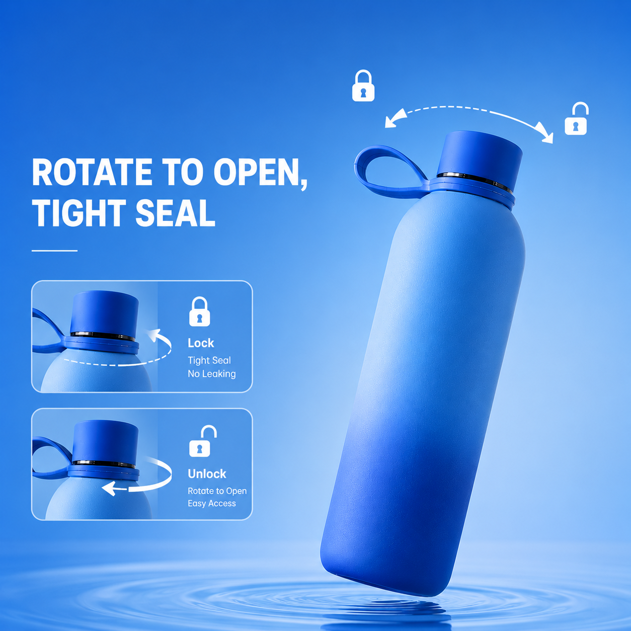 Premium Blue Water Bottle Leakproof with Handle - Large Capacity BPA Free Plastic Sports Thermos Flask for Gym, School & Outdoor Kenya