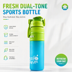 Portable Flip-Top Water Bottle with Carry Loop, Wide Mouth Sports Bottle for School, Travel & Outdoor Use