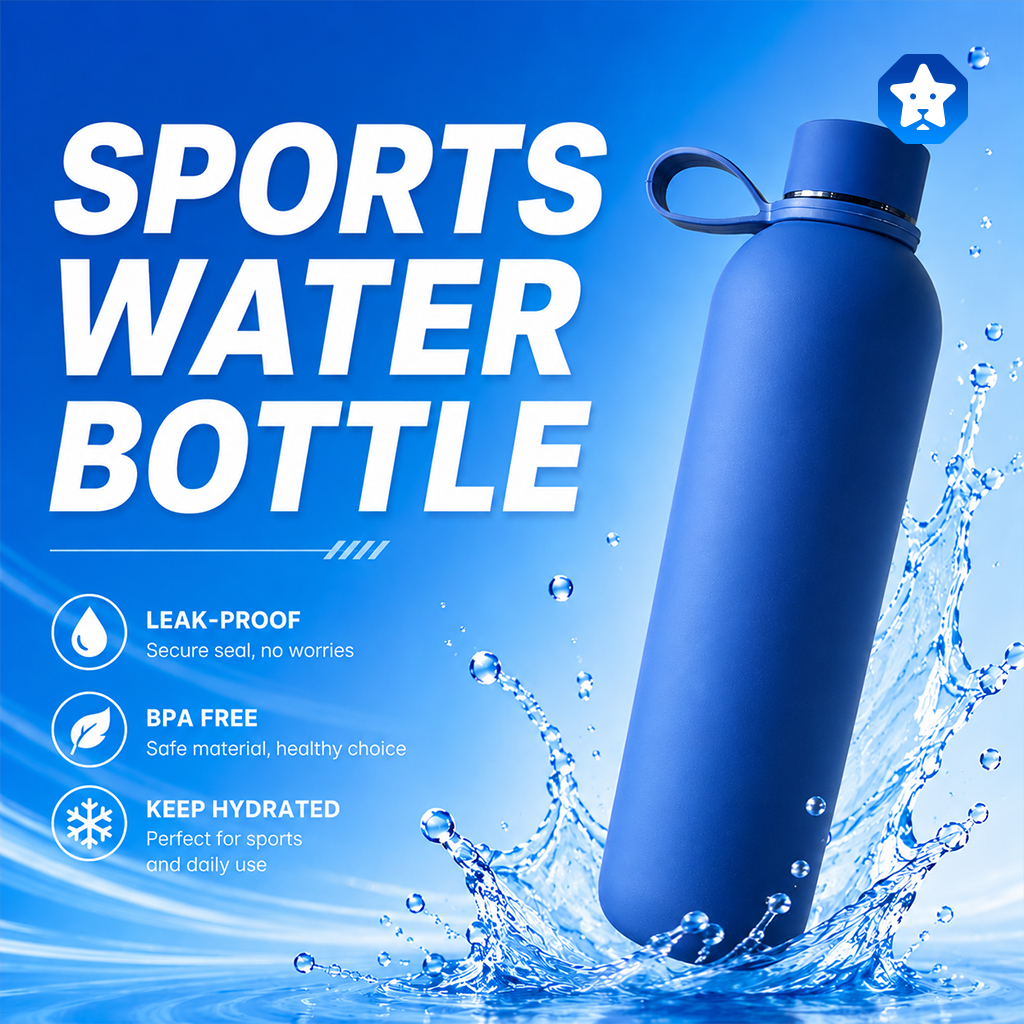 Premium Blue Water Bottle Leakproof with Handle - Large Capacity BPA Free Plastic Sports Thermos Flask for Gym, School & Outdoor Kenya