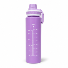 Sports Water Bottle - 1000ml Large Capacity Aesthetic Gym Fitness Flask with Measurement Scale, Leakproof Flip Lid & Portable Carry Handle (30 oz)