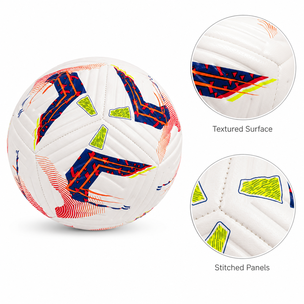 Premium Training Football - Size 5 High-Quality PU Leather Soccer Ball with Textured Surface & Reinforced Stitching for Practice & Casual Matches