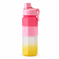 Sports Water Bottle - 1000ml Large Capacity Hexagonal Gym Fitness Flask with Pop-Up Lid, Silicone Grip Band & Carry Loop (1L)
