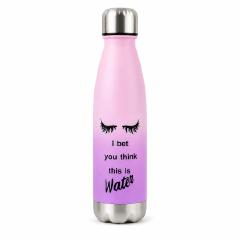 Matte Gradient Water Bottle - 500ml Lightweight Plastic Travel Flask with Leak-Proof Stainless Steel Screw Cap & Slogan Print (0.5L)