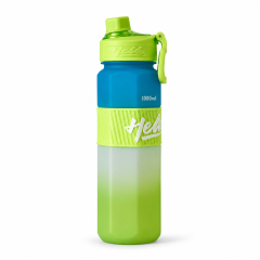Sports Water Bottle - 1000ml Large Capacity Hexagonal Gym Fitness Flask with Pop-Up Lid, Silicone Grip Band & Carry Loop (1L)