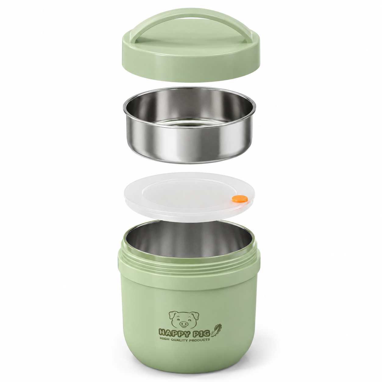Insulated Lunch Pot - 1.6L Large Capacity Stainless Steel Multi-Layer Thermal Bento Box Food Flask with Portable Handle & Inner Bowl (Pink/Green)