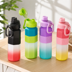 Sports Water Bottle - 1000ml Large Capacity Hexagonal Gym Fitness Flask with Pop-Up Lid, Silicone Grip Band & Carry Loop (1L)