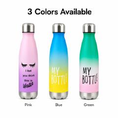 Matte Gradient Water Bottle - 500ml Lightweight Plastic Travel Flask with Leak-Proof Stainless Steel Screw Cap & Slogan Print (0.5L)