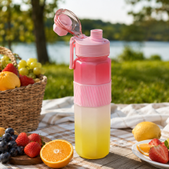 Sports Water Bottle - 1000ml Large Capacity Hexagonal Gym Fitness Flask with Pop-Up Lid, Silicone Grip Band & Carry Loop (1L)