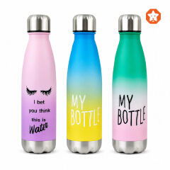 Matte Gradient Water Bottle - 500ml Lightweight Plastic Travel Flask with Leak-Proof Stainless Steel Screw Cap & Slogan Print (0.5L)