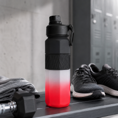 Sports Water Bottle - 1000ml Large Capacity Hexagonal Gym Fitness Flask with Pop-Up Lid, Silicone Grip Band & Carry Loop (1L)