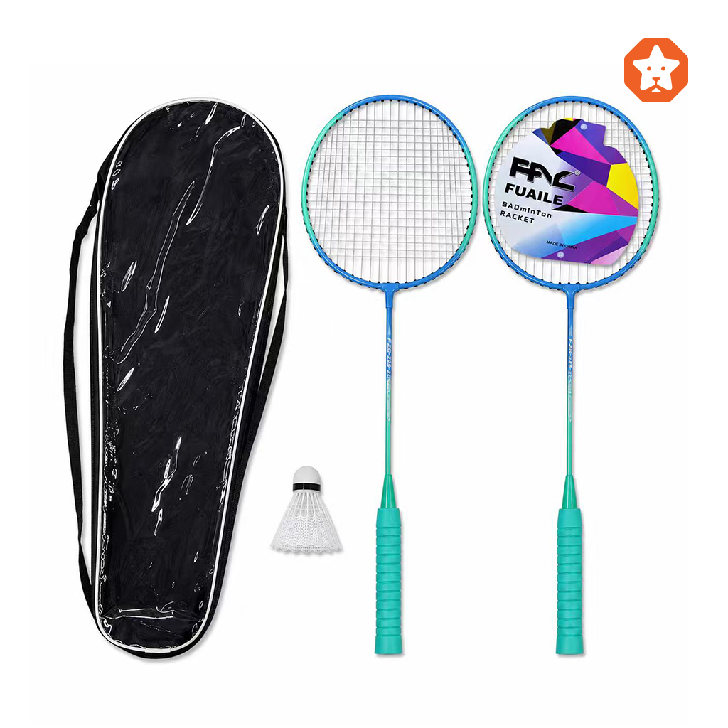Lightweight Badminton Racket Set – 2 Player Badminton Rackets with 1 Shuttlecock & Shoulder Carry Bag for Outdoor Family Fun (Blue Teal)