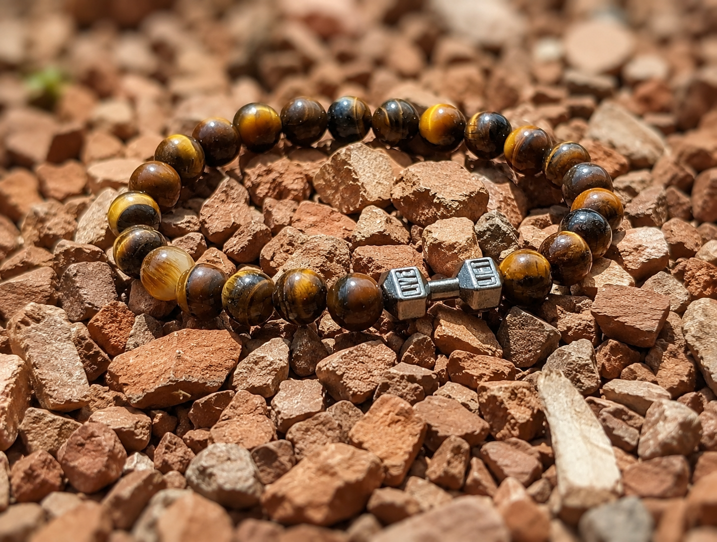 Mzito Gems Natural Stone Dumbbell Bracelet – Fitness-Inspired Beaded Bracelet for Men & Women