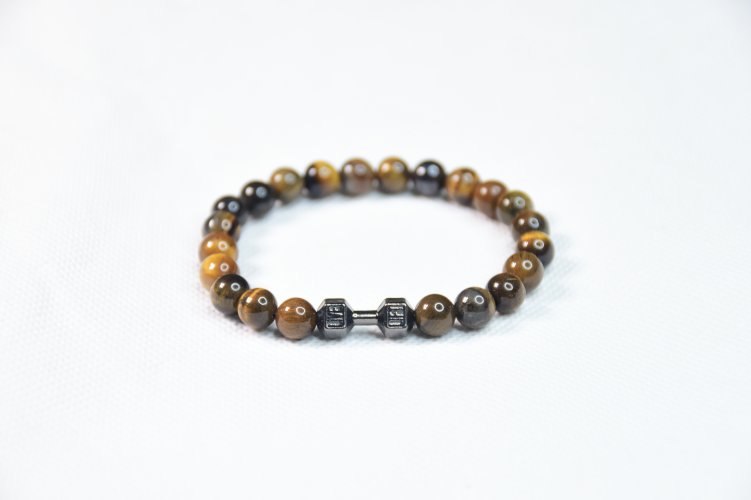 Mzito Gems Natural Stone Dumbbell Bracelet – Fitness-Inspired Beaded Bracelet for Men & Women