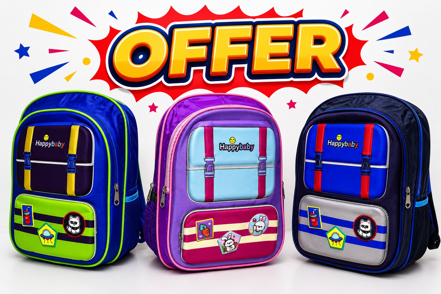 (OFFER) Cute themed Kids School Backpack Boys and Girls Lightweight Breathable Back Strap Children School Bag,Cartoon Schoolbag Pink/blue